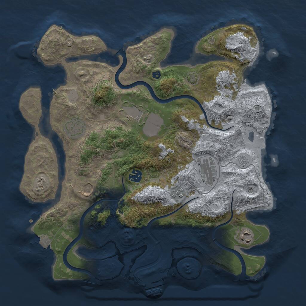 Rust Map: Procedural Map, Size: 3550, Seed: 531507, 12 Monuments