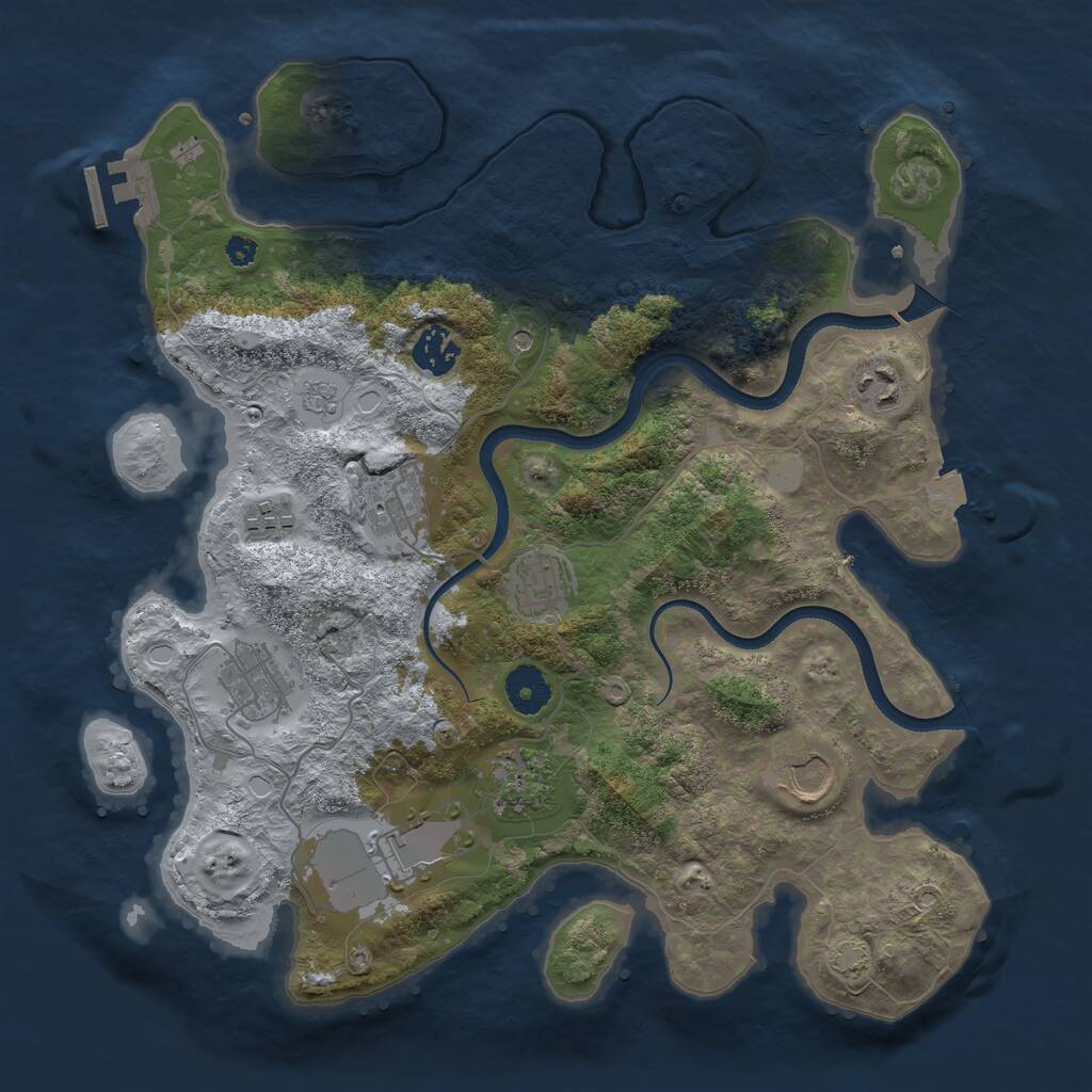 Rust Map: Procedural Map, Size: 3550, Seed: 257456, 14 Monuments