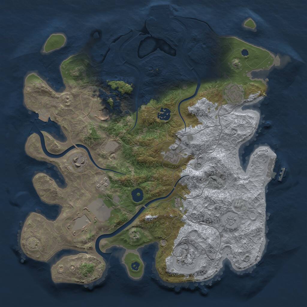 Rust Map: Procedural Map, Size: 3550, Seed: 895082, 14 Monuments