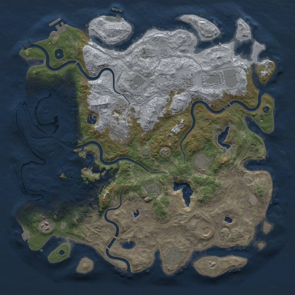Rust Map: Procedural Map, Size: 4500, Seed: 750420462, 17 Monuments