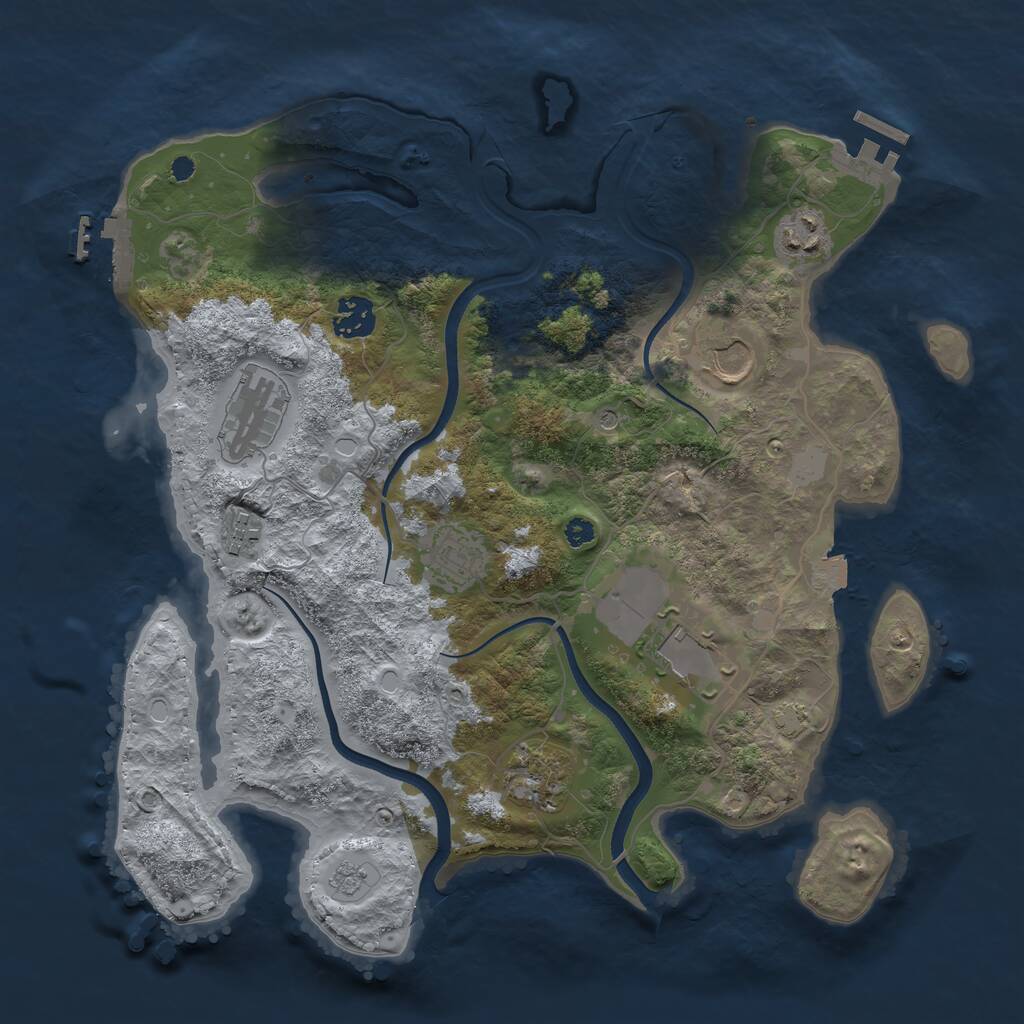 Rust Map: Procedural Map, Size: 3550, Seed: 786705, 14 Monuments