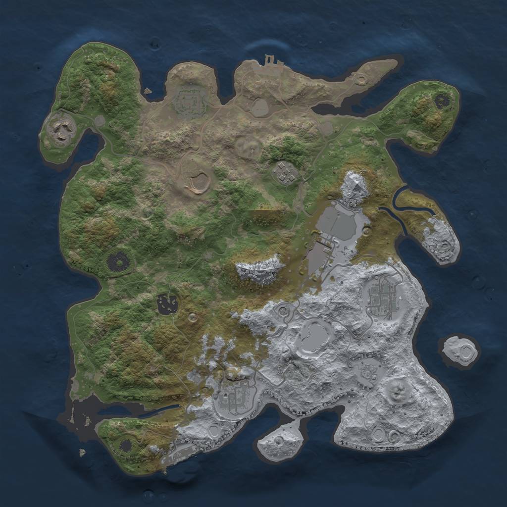Rust Map: Procedural Map, Size: 3500, Seed: 1106884451, 17 Monuments