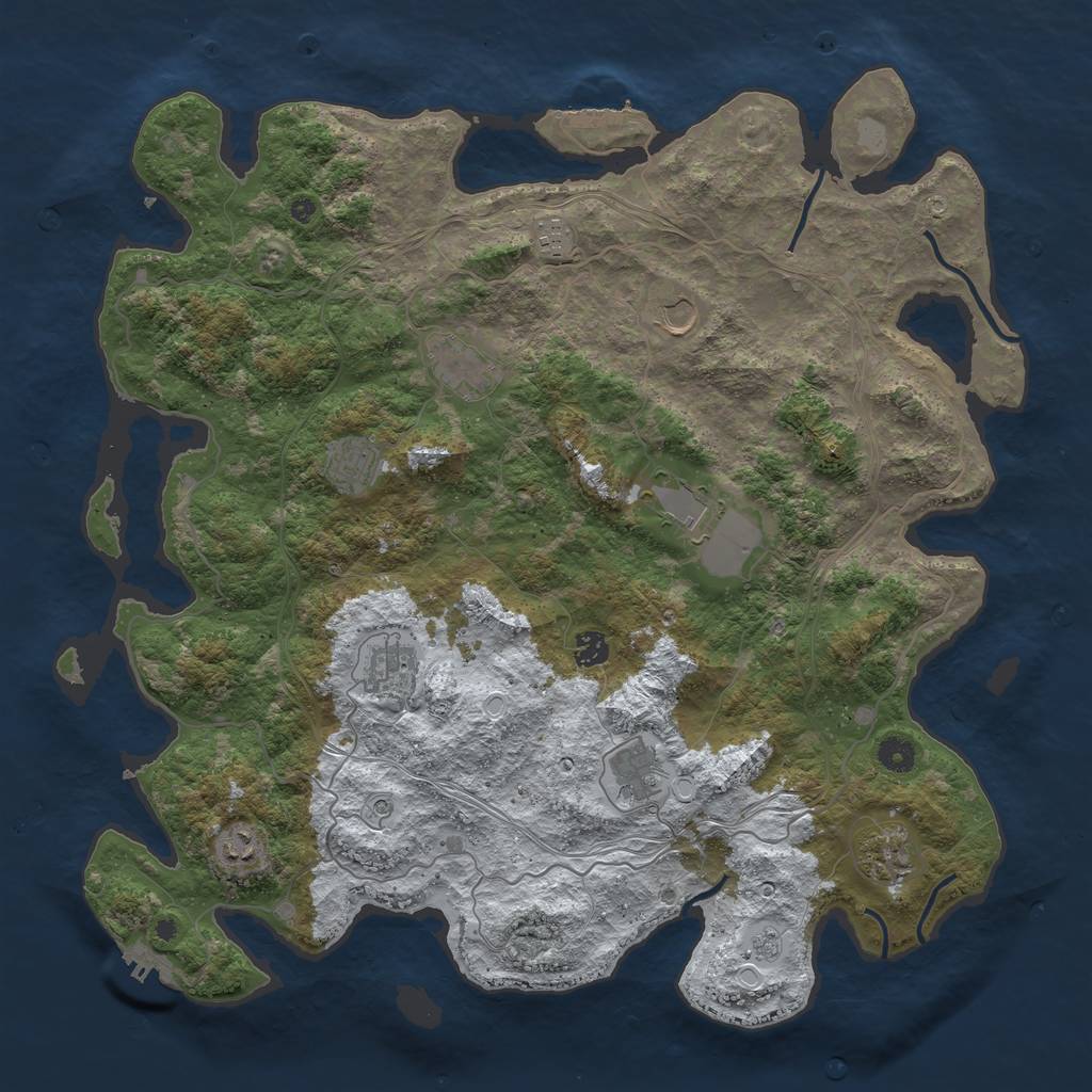 Rust Map: Procedural Map, Size: 4500, Seed: 3473298, 19 Monuments