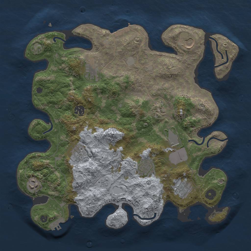 Rust Map: Procedural Map, Size: 3550, Seed: 166847, 18 Monuments