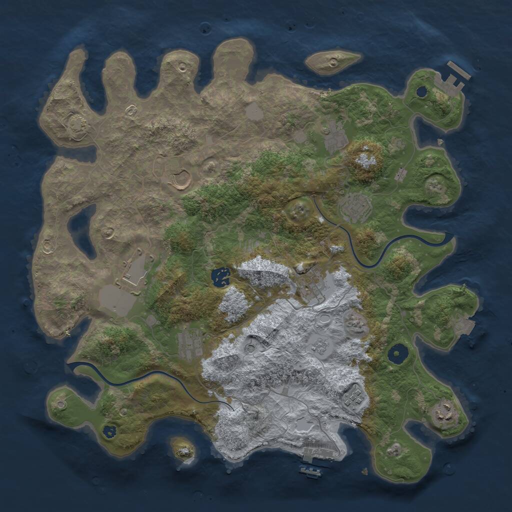Rust Map: Procedural Map, Size: 3850, Seed: 907224416, 15 Monuments