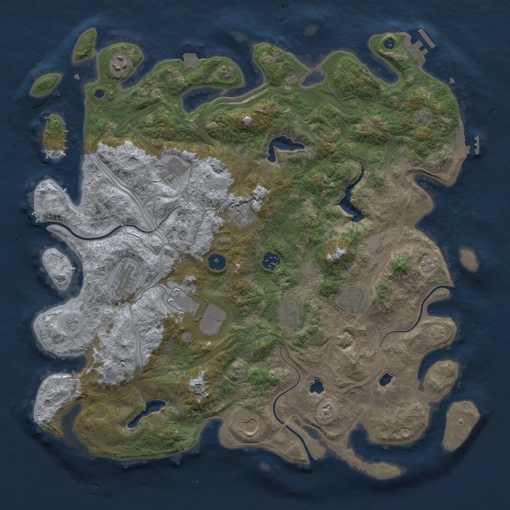 Rust Map: Procedural Map, Size: 4500, Seed: 434863, 16 Monuments