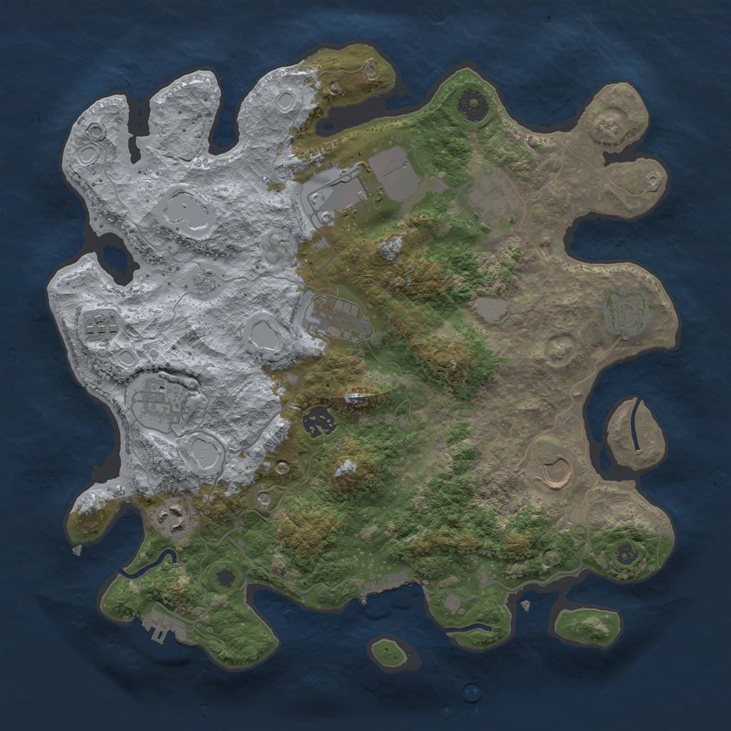 Rust Map: Procedural Map, Size: 3550, Seed: 140022, 18 Monuments