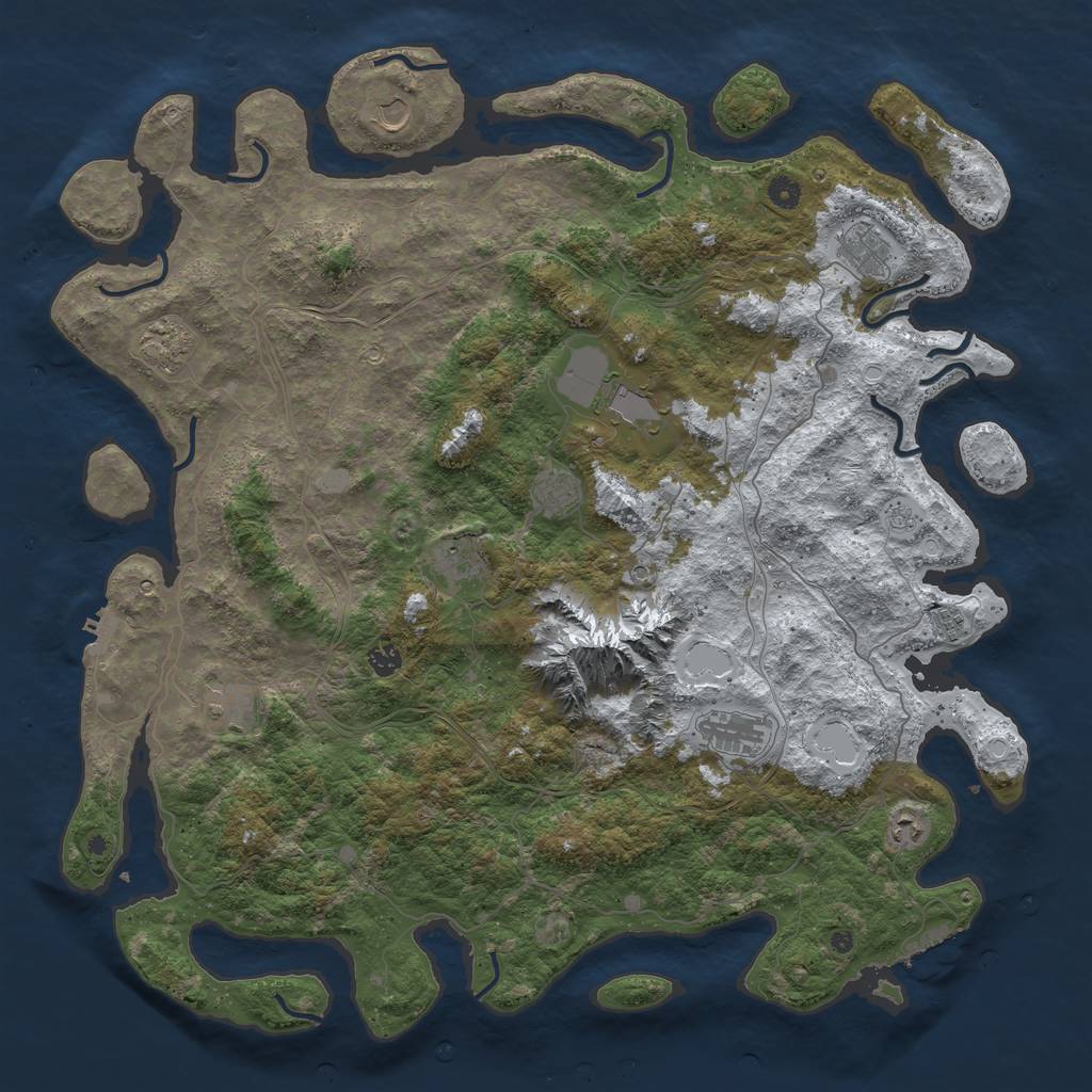 Rust Map: Procedural Map, Size: 5000, Seed: 1643522383, 20 Monuments
