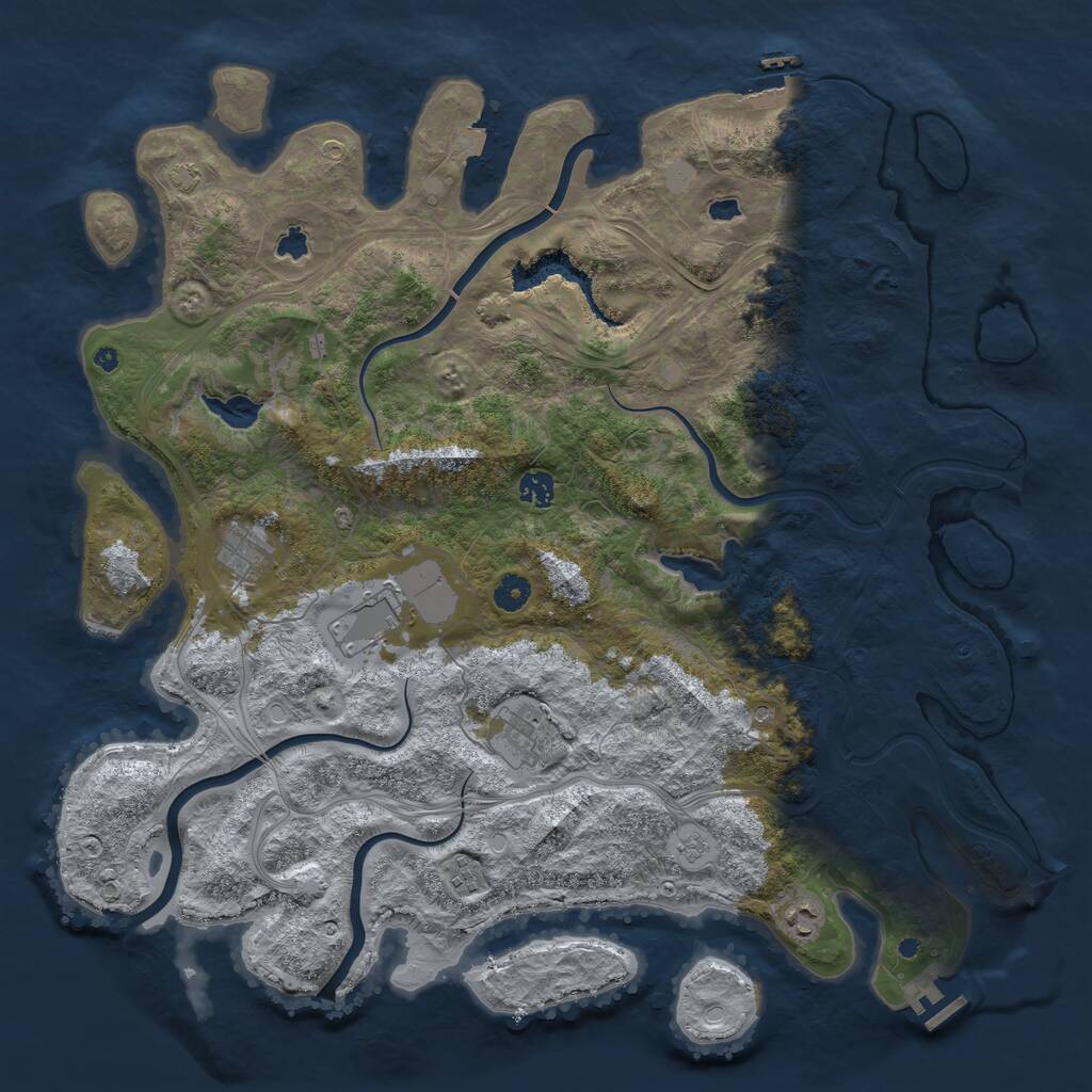 Rust Map: Procedural Map, Size: 4500, Seed: 342160, 12 Monuments