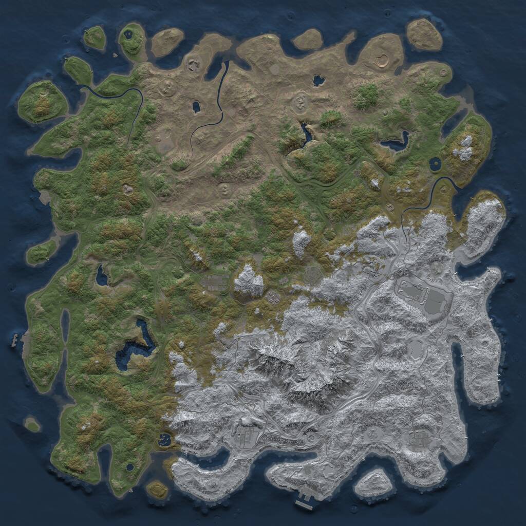 Rust Map: Procedural Map, Size: 6000, Seed: 373097, 17 Monuments