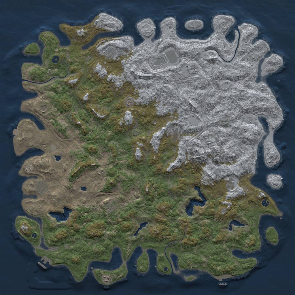 Rust Map: Procedural Map, Size: 6000, Seed: 881858, 17 Monuments