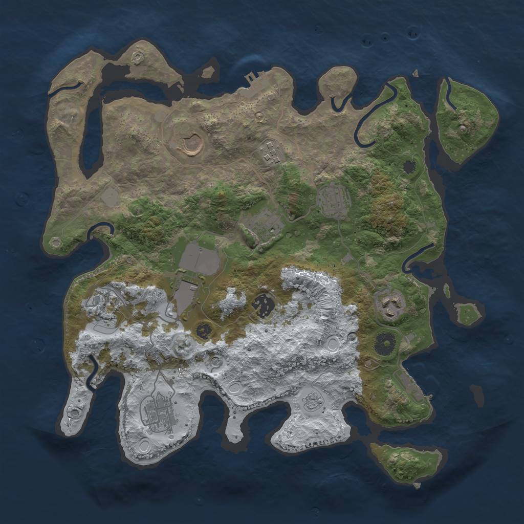 Rust Map: Procedural Map, Size: 3550, Seed: 573323, 18 Monuments