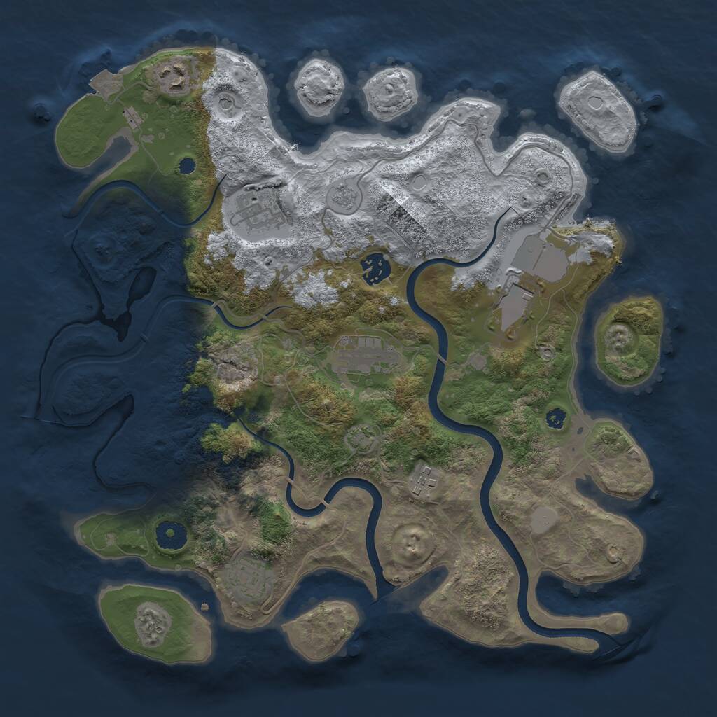 Rust Map: Procedural Map, Size: 3550, Seed: 140181, 11 Monuments