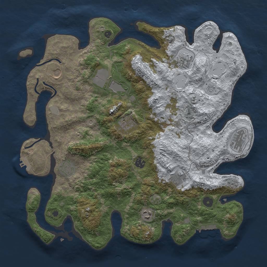 Rust Map: Procedural Map, Size: 3950, Seed: 1254811657, 19 Monuments