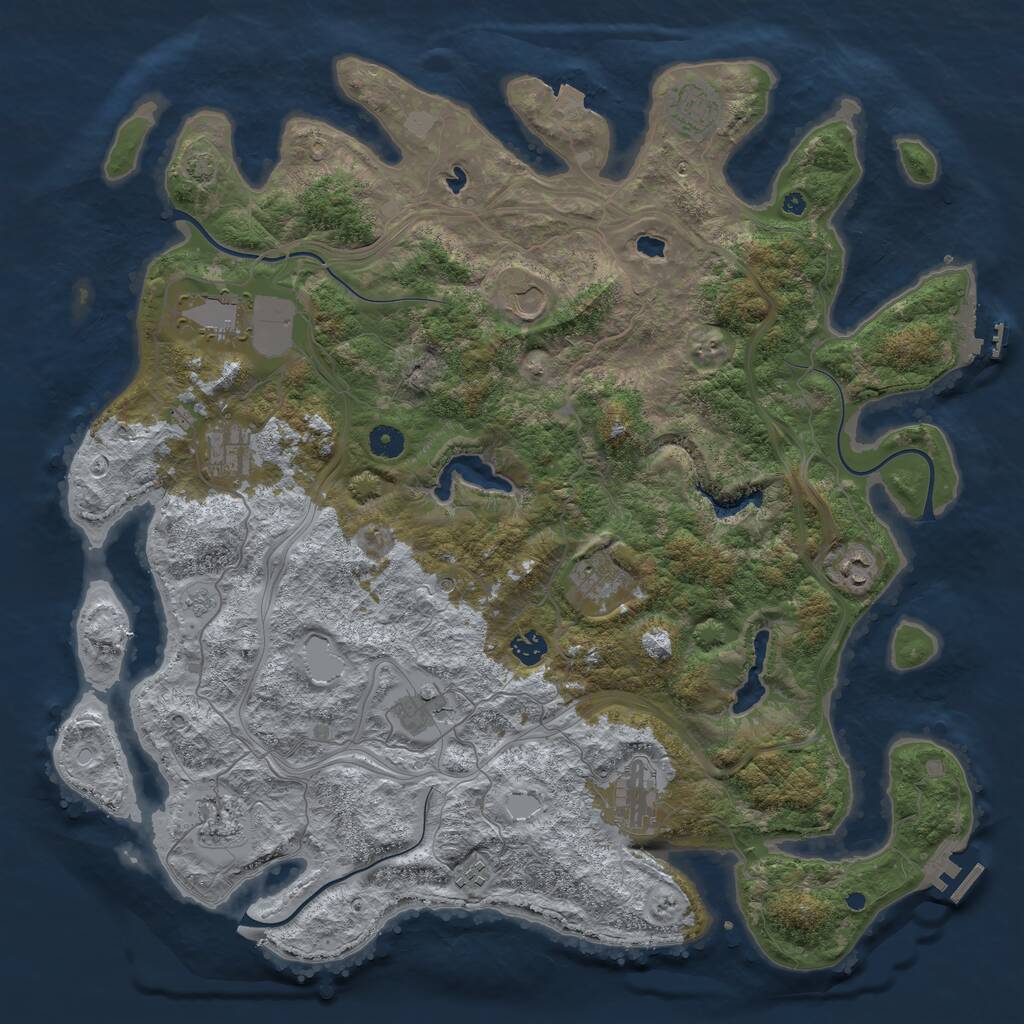Rust Map: Procedural Map, Size: 4500, Seed: 5773383, 17 Monuments