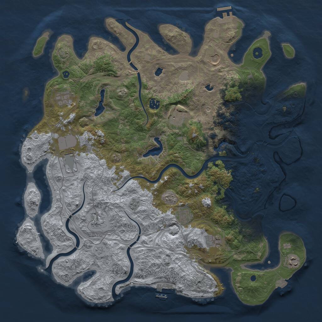Rust Map: Procedural Map, Size: 4500, Seed: 5773383, 16 Monuments