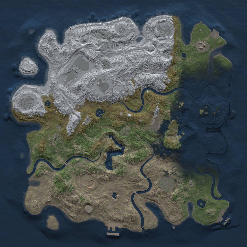 Rust Map: Procedural Map, Size: 4250, Seed: 500570171, 17 Monuments