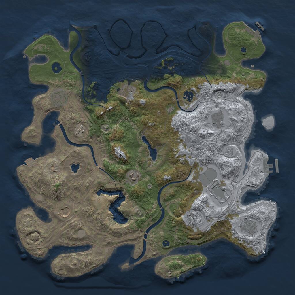 Rust Map: Procedural Map, Size: 4250, Seed: 2041964228, 16 Monuments