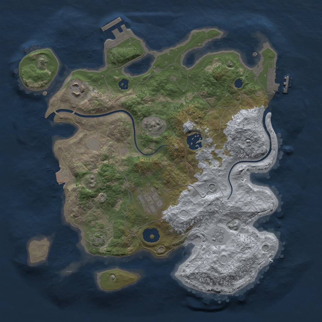 Rust Map: Procedural Map, Size: 3000, Seed: 73751, 9 Monuments