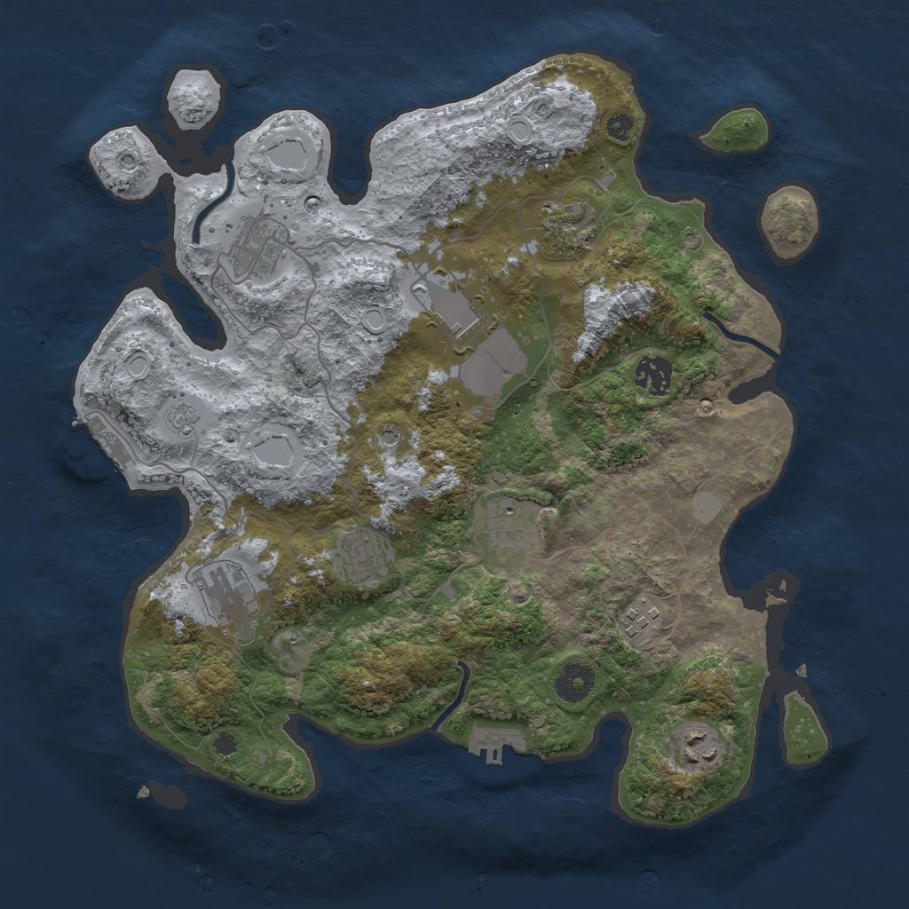 Rust Map: Procedural Map, Size: 3500, Seed: 1607381116, 18 Monuments