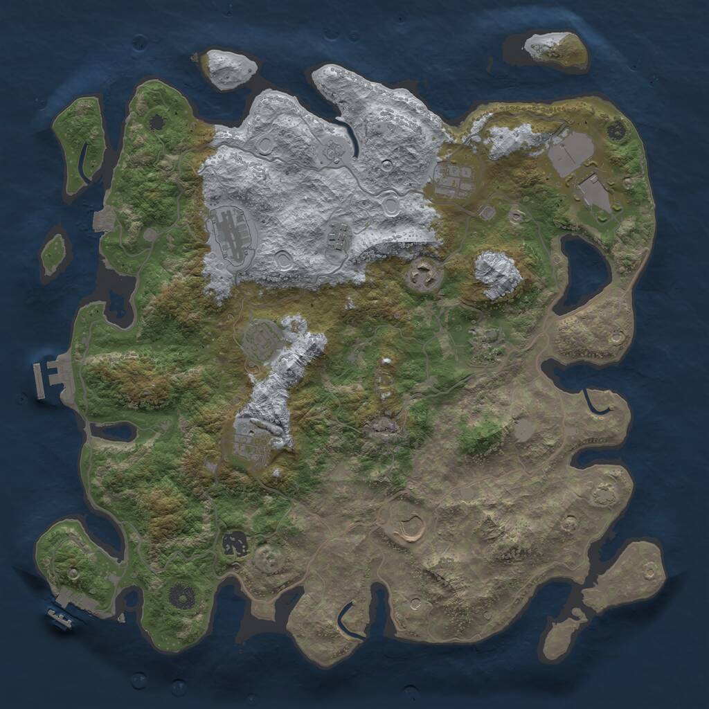 Rust Map: Procedural Map, Size: 4000, Seed: 87346, 16 Monuments