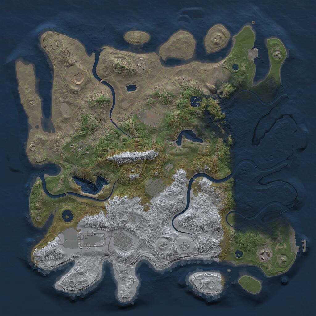 Rust Map: Procedural Map, Size: 4000, Seed: 2000000, 16 Monuments