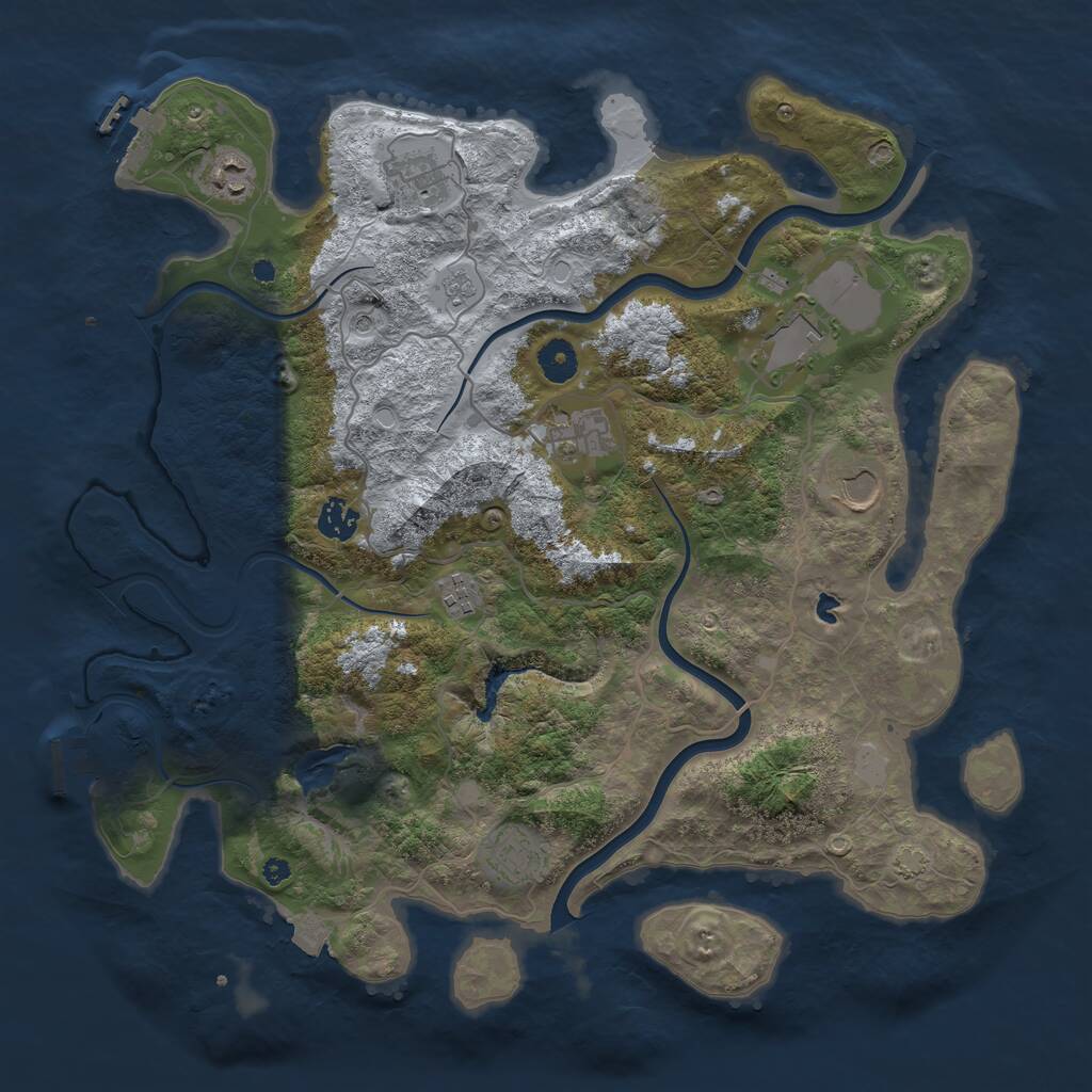 Rust Map: Procedural Map, Size: 4000, Seed: 905, 14 Monuments