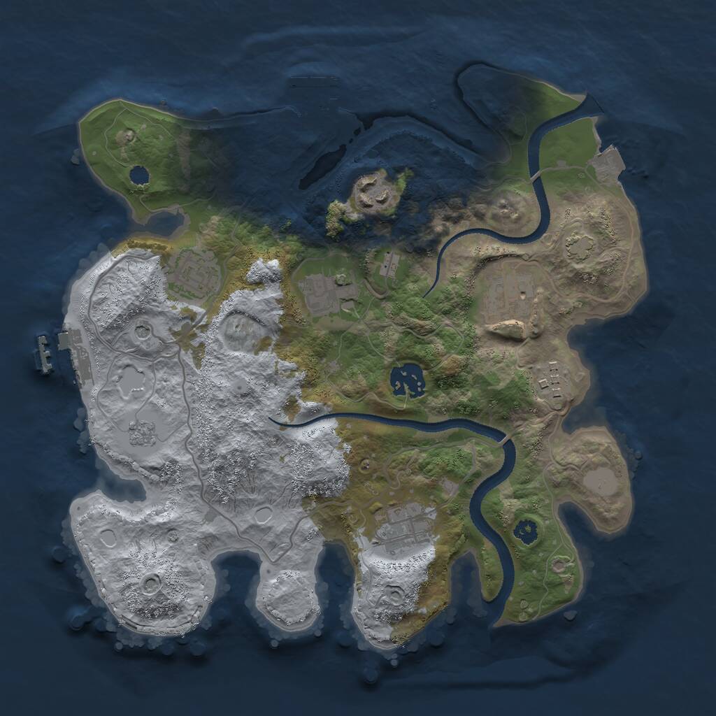 Rust Map: Procedural Map, Size: 3000, Seed: 2022533243, 13 Monuments