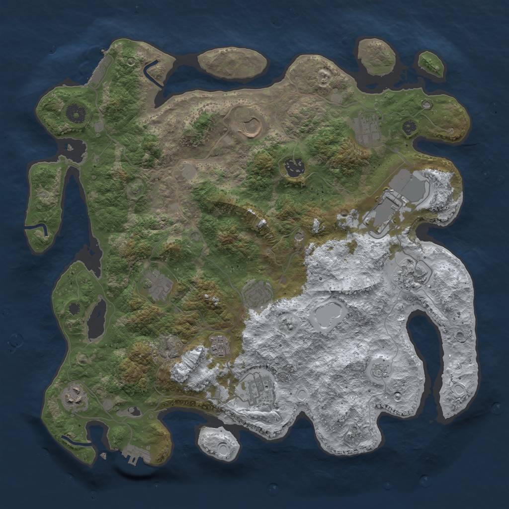 Rust Map: Procedural Map, Size: 3850, Seed: 767563747, 19 Monuments