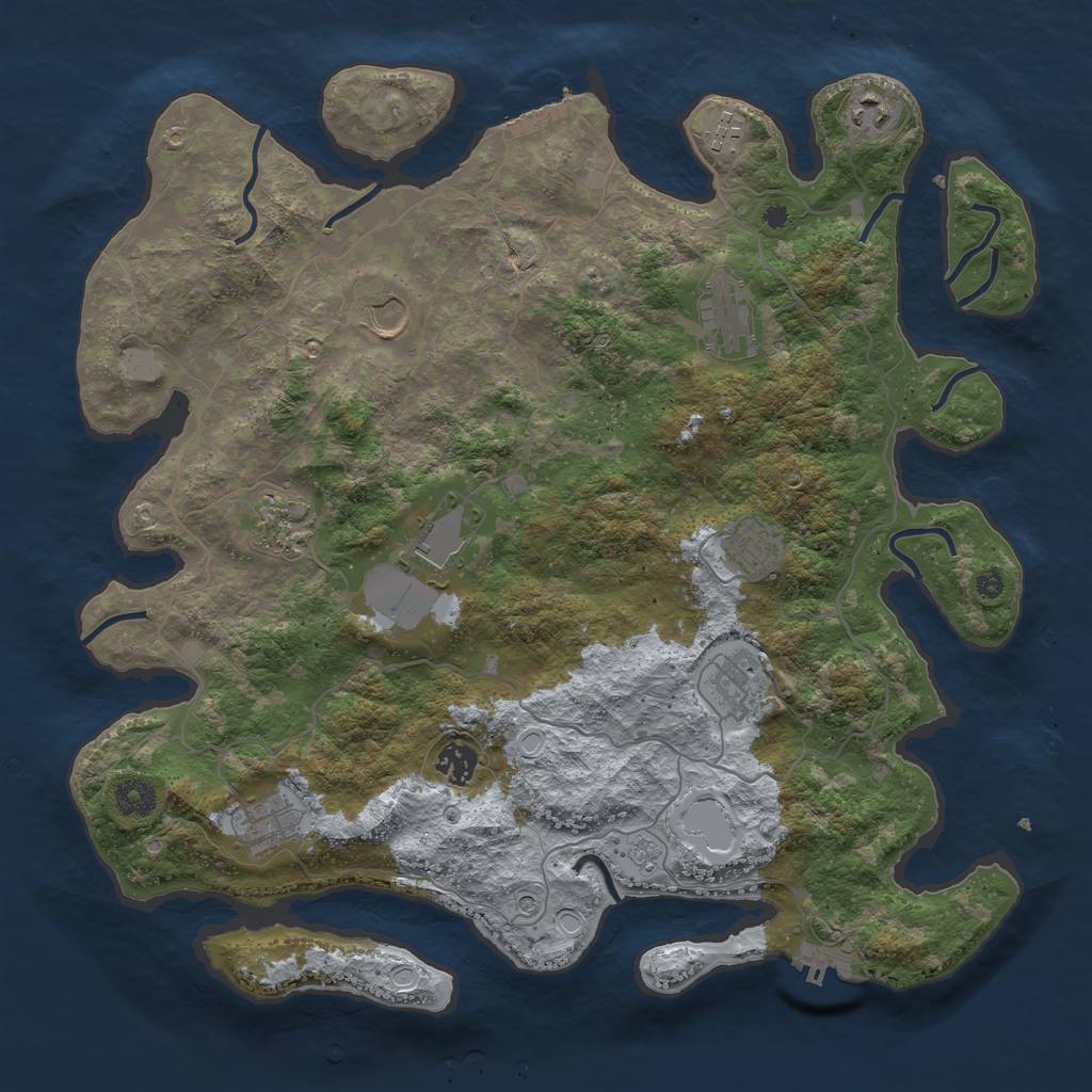 Rust Map: Procedural Map, Size: 4000, Seed: 1139493, 19 Monuments