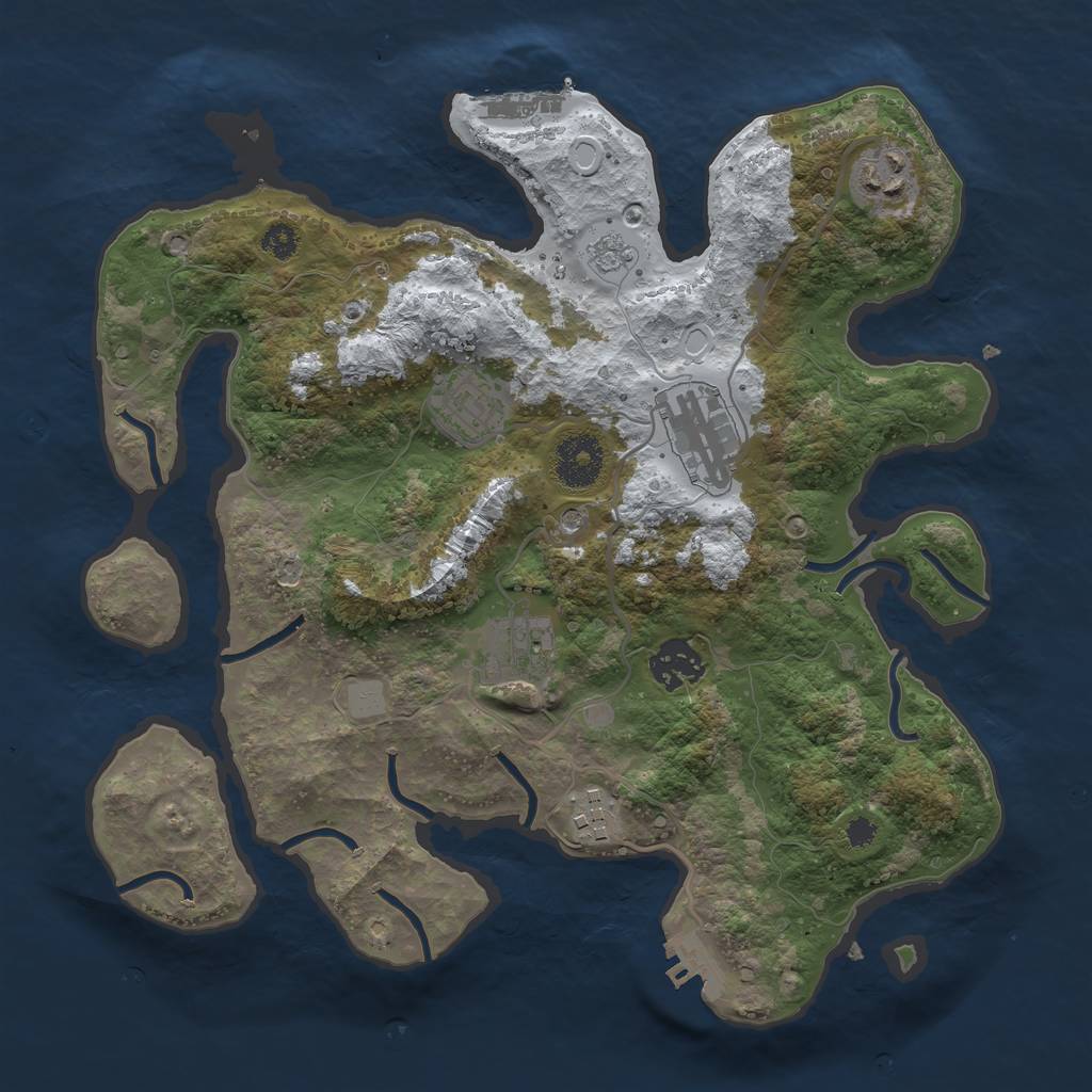 Rust Map: Procedural Map, Size: 3200, Seed: 2562414, 15 Monuments