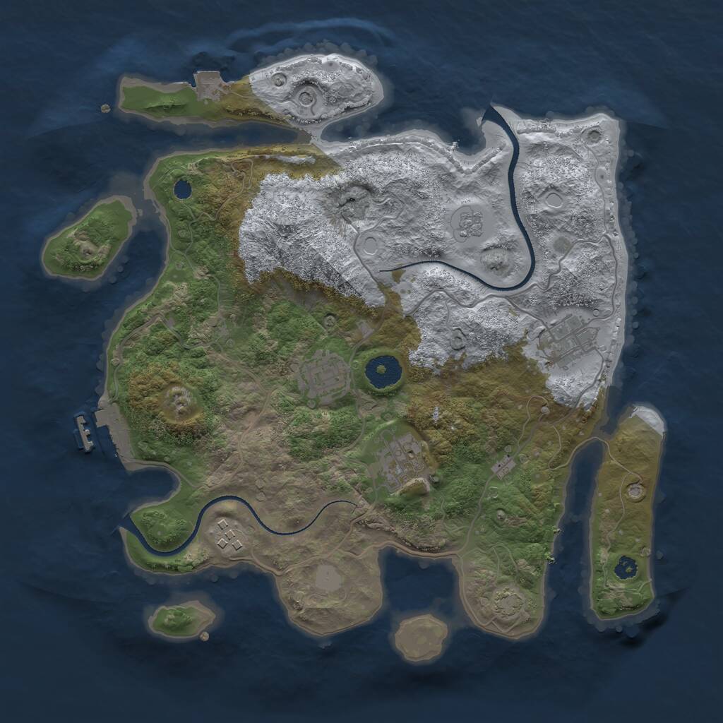 Rust Map: Procedural Map, Size: 3200, Seed: 3886476, 9 Monuments