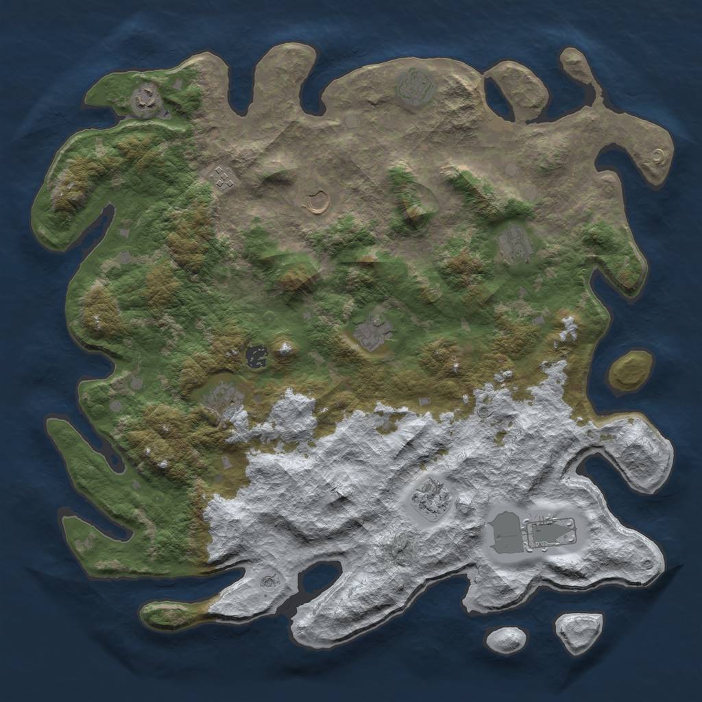 Rust Map: Barren, Size: 4500, Seed: 2426627, 13 Monuments