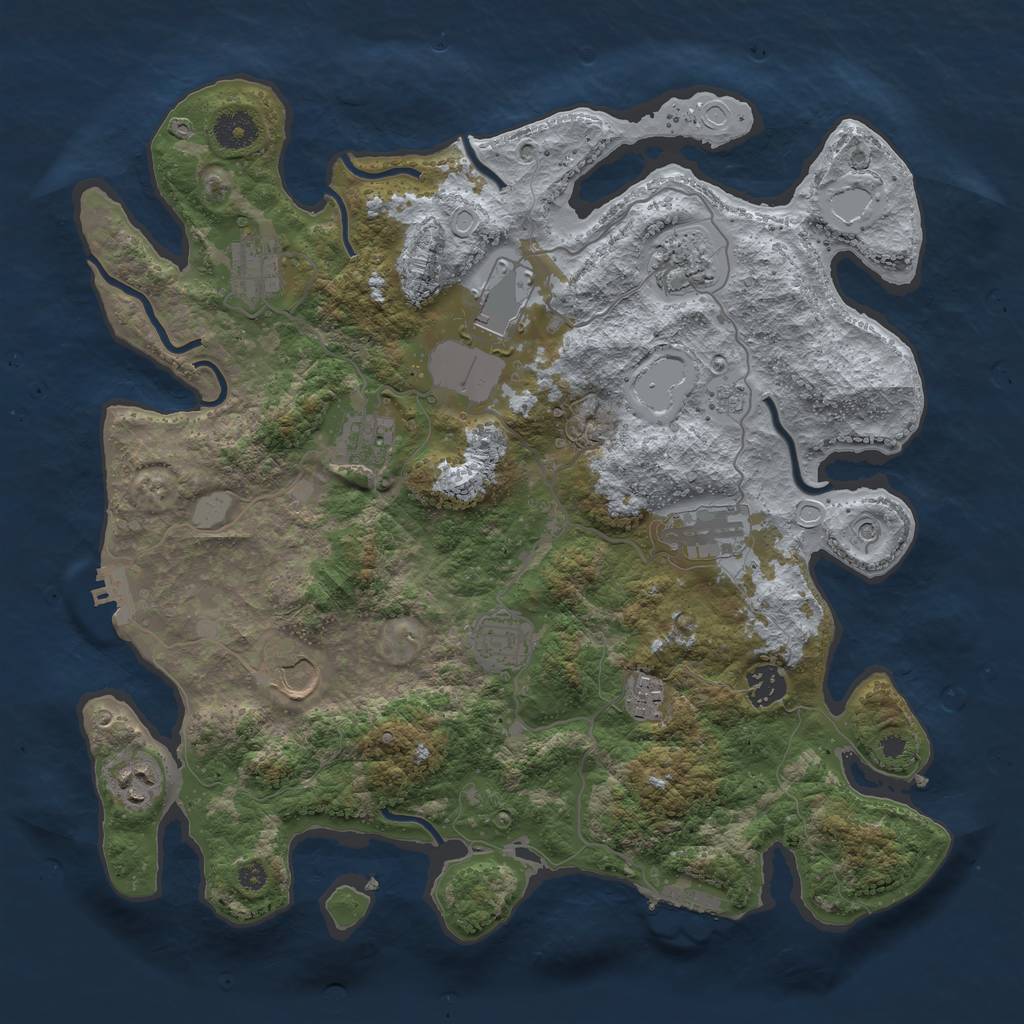 Rust Map: Procedural Map, Size: 3750, Seed: 2142475905, 19 Monuments