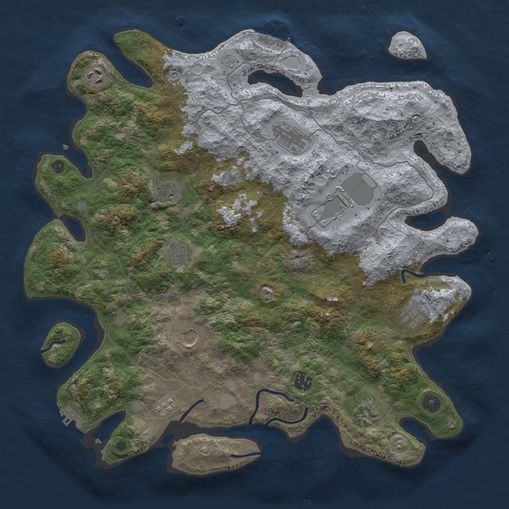 Rust Map: Procedural Map, Size: 4216, Seed: 4350, 17 Monuments