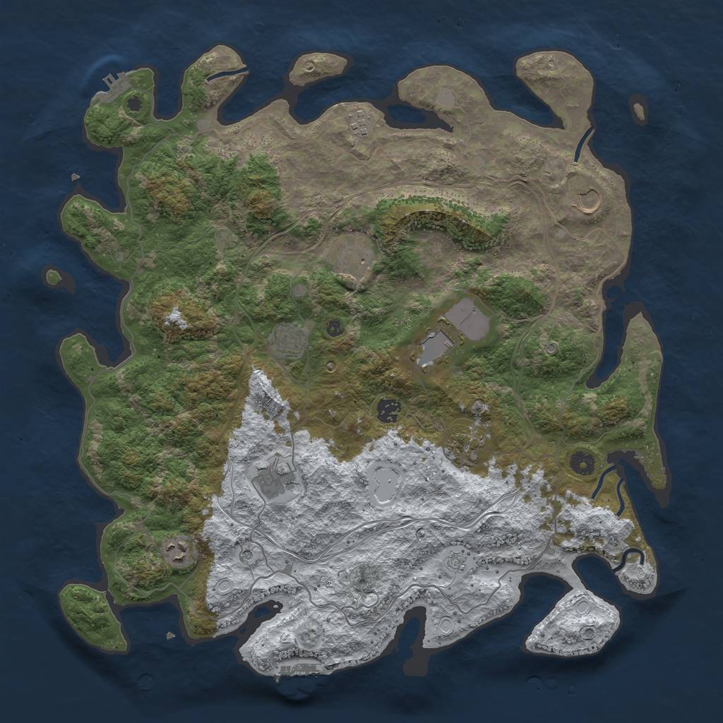 Rust Map: Procedural Map, Size: 4400, Seed: 4353536, 18 Monuments