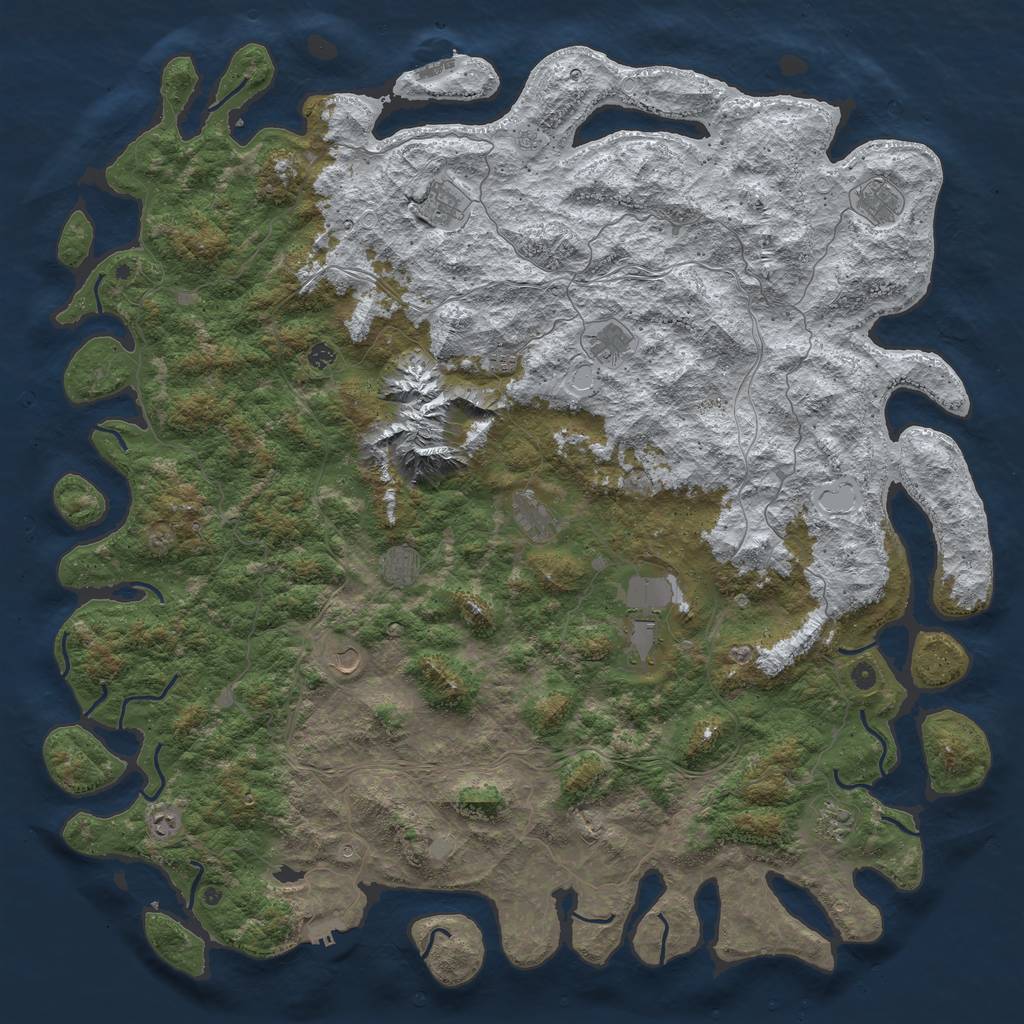 Rust Map: Procedural Map, Size: 6000, Seed: 314157, 20 Monuments