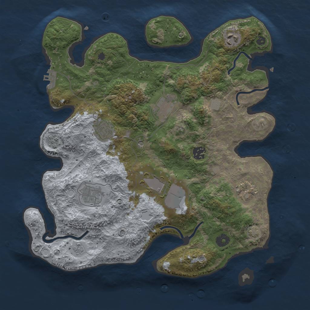 Rust Map: Procedural Map, Size: 3500, Seed: 394, 15 Monuments