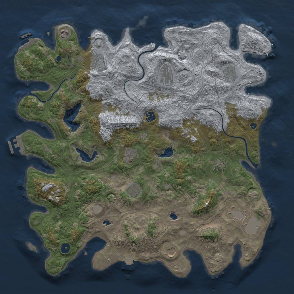 Rust Map: Procedural Map, Size: 4500, Seed: 2101400, 17 Monuments