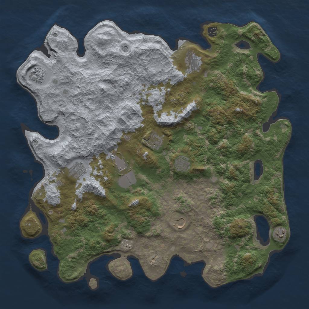 Rust Map: Barren, Size: 4500, Seed: 2577975, 13 Monuments