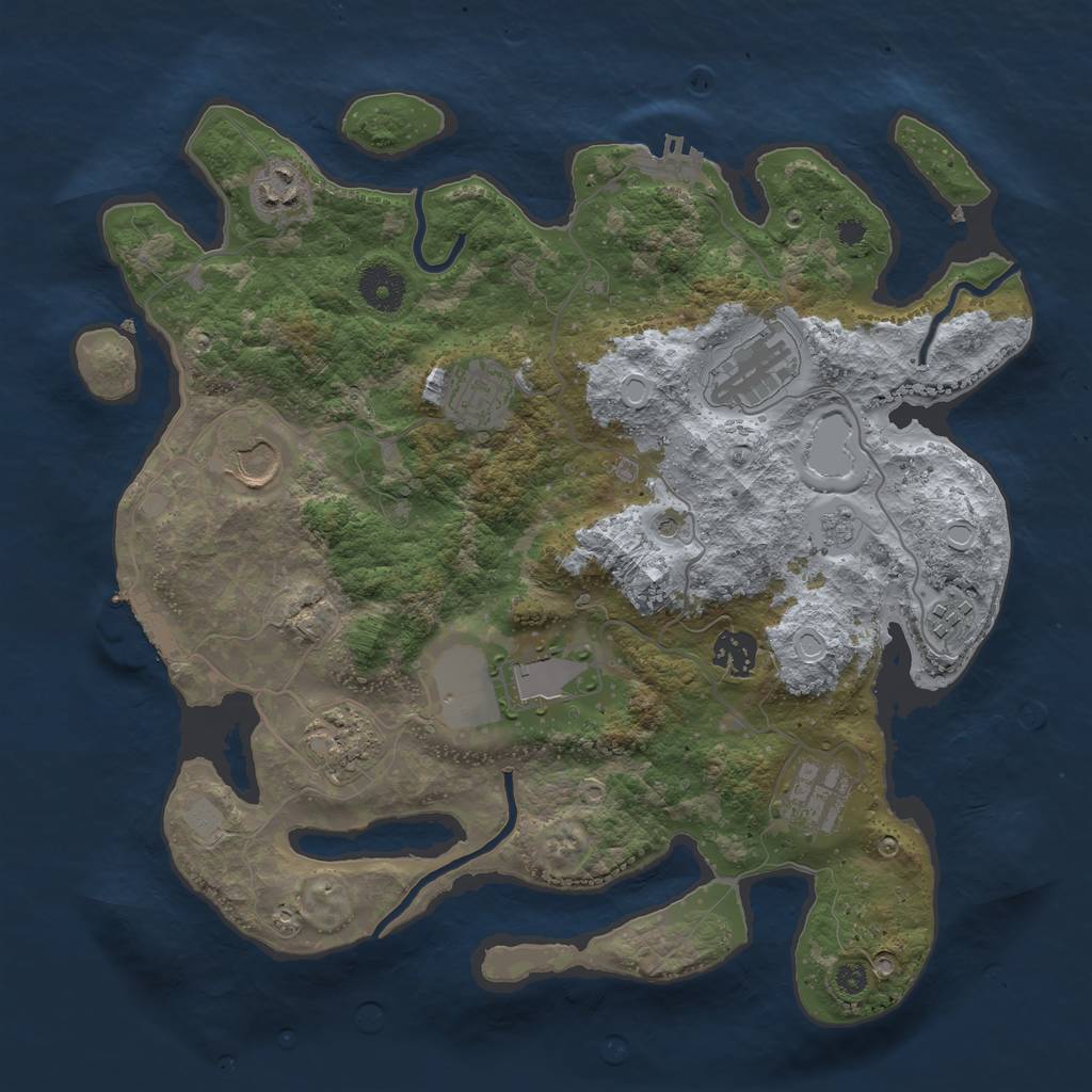 Rust Map: Procedural Map, Size: 3550, Seed: 992766, 18 Monuments