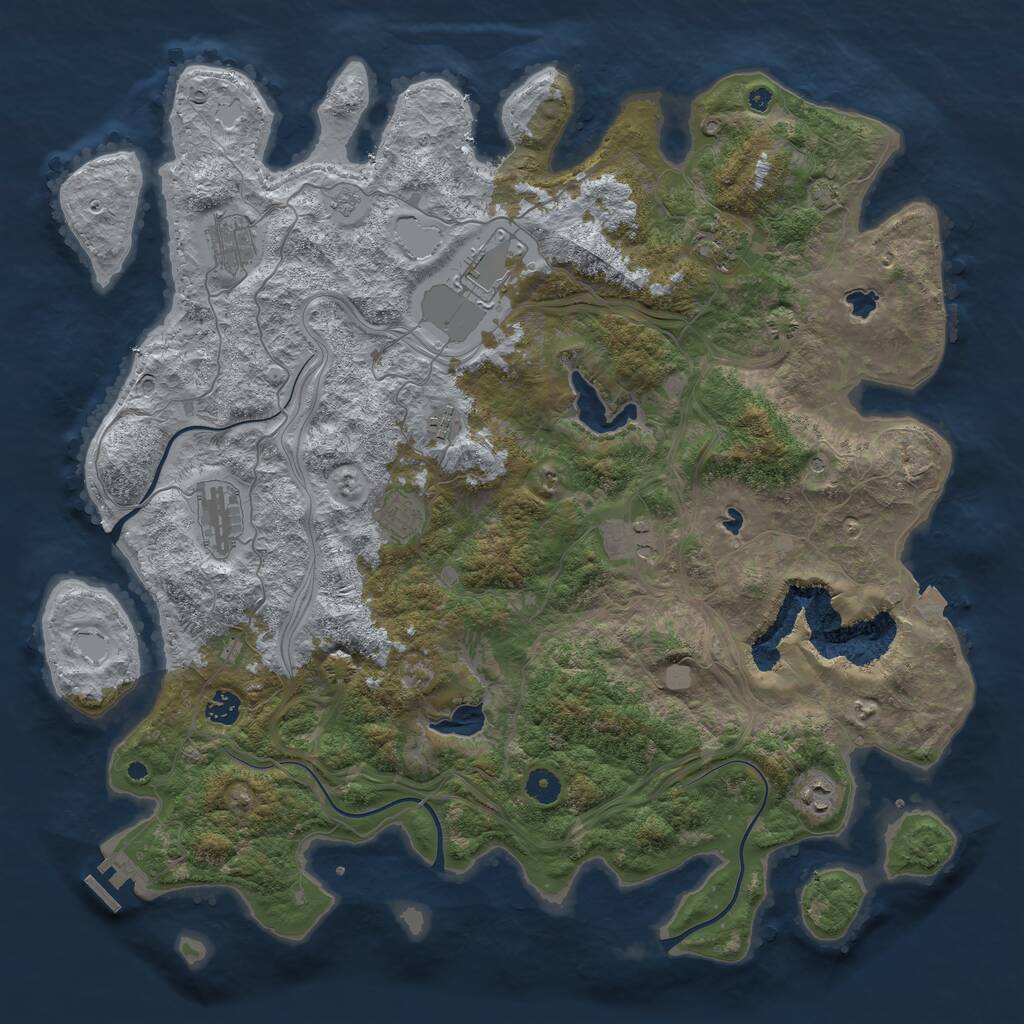 Rust Map: Procedural Map, Size: 4500, Seed: 21, 14 Monuments