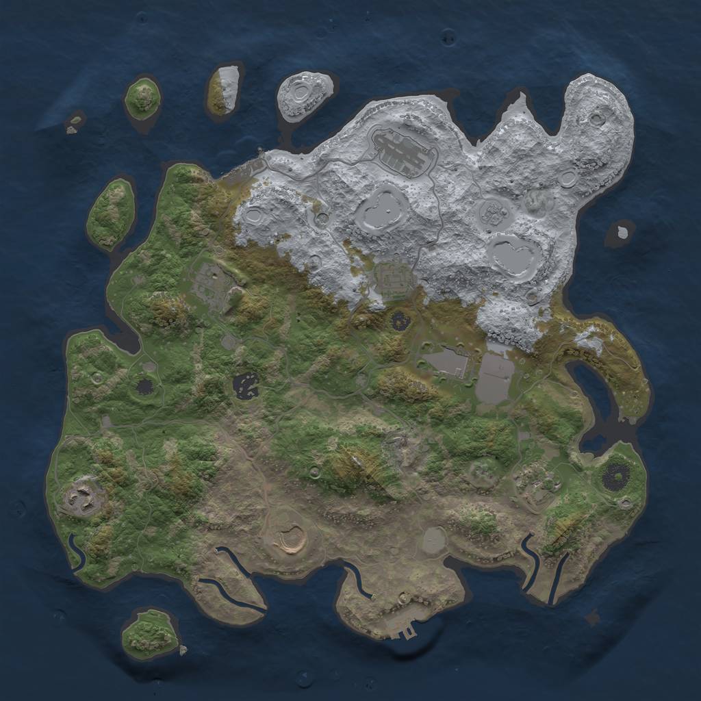 Rust Map: Procedural Map, Size: 3750, Seed: 255744, 17 Monuments