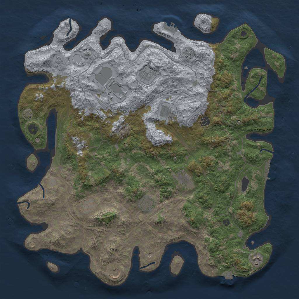 Rust Map: Procedural Map, Size: 4500, Seed: 2610909, 19 Monuments