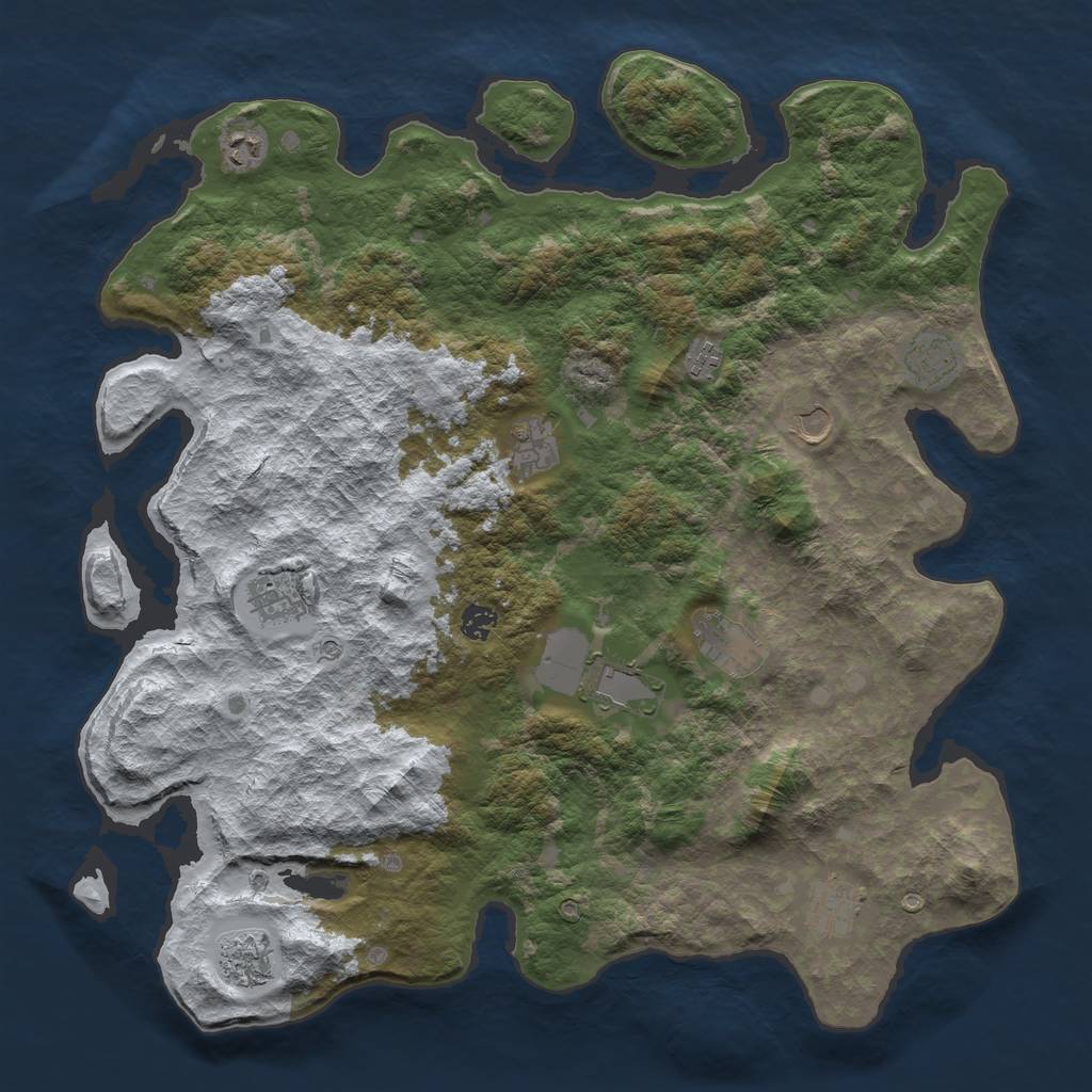 Rust Map: Barren, Size: 4500, Seed: 6448824, 14 Monuments