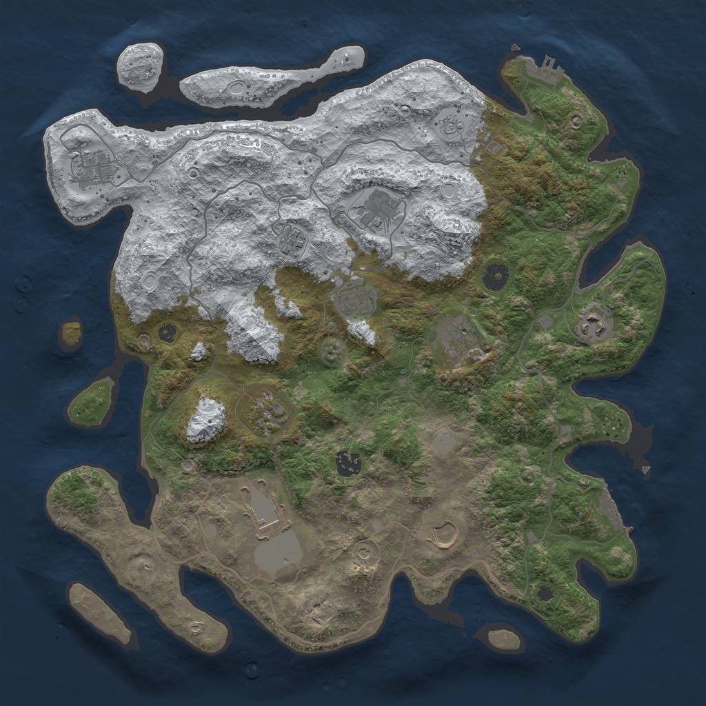 Rust Map: Procedural Map, Size: 4000, Seed: 1313, 19 Monuments