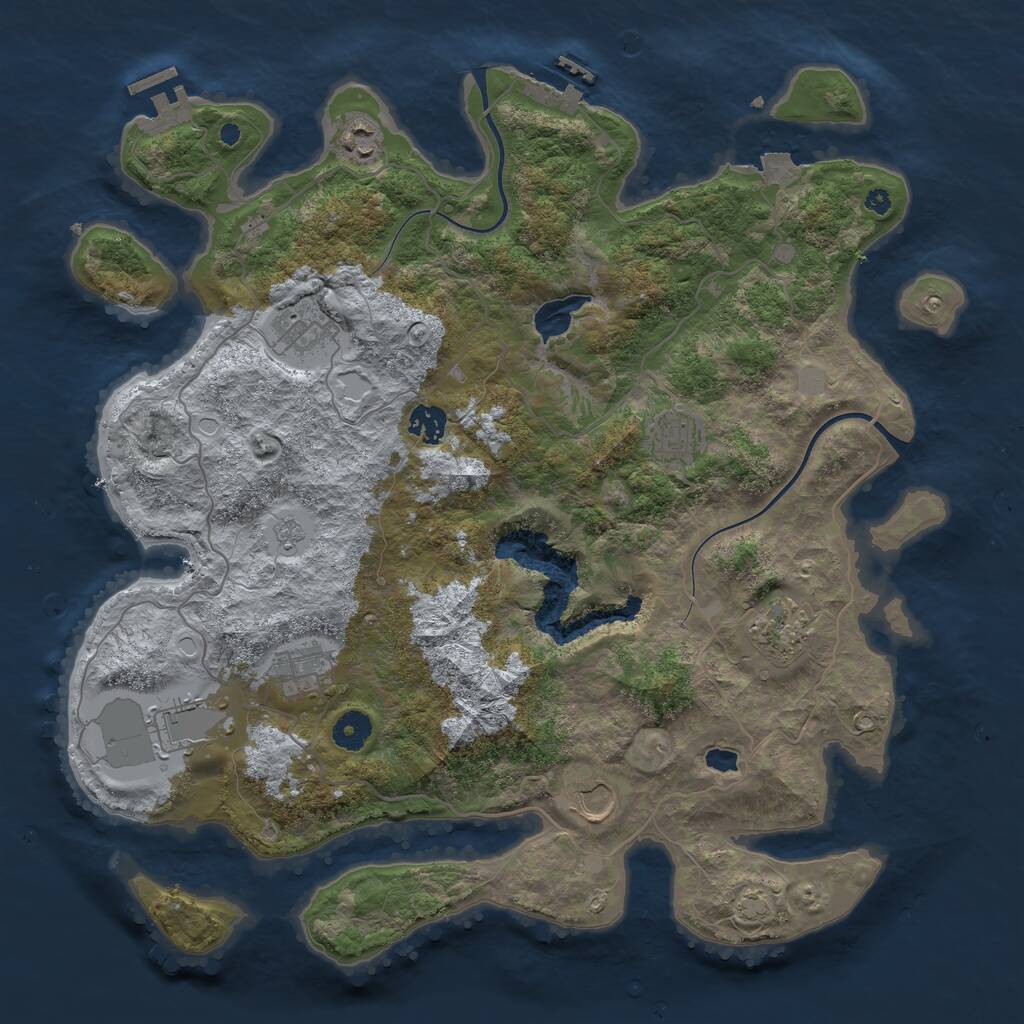 Rust Map: Procedural Map, Size: 4000, Seed: 945812, 13 Monuments