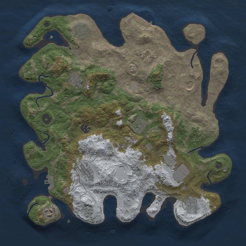Rust Map: Procedural Map, Size: 3750, Seed: 1833565, 20 Monuments