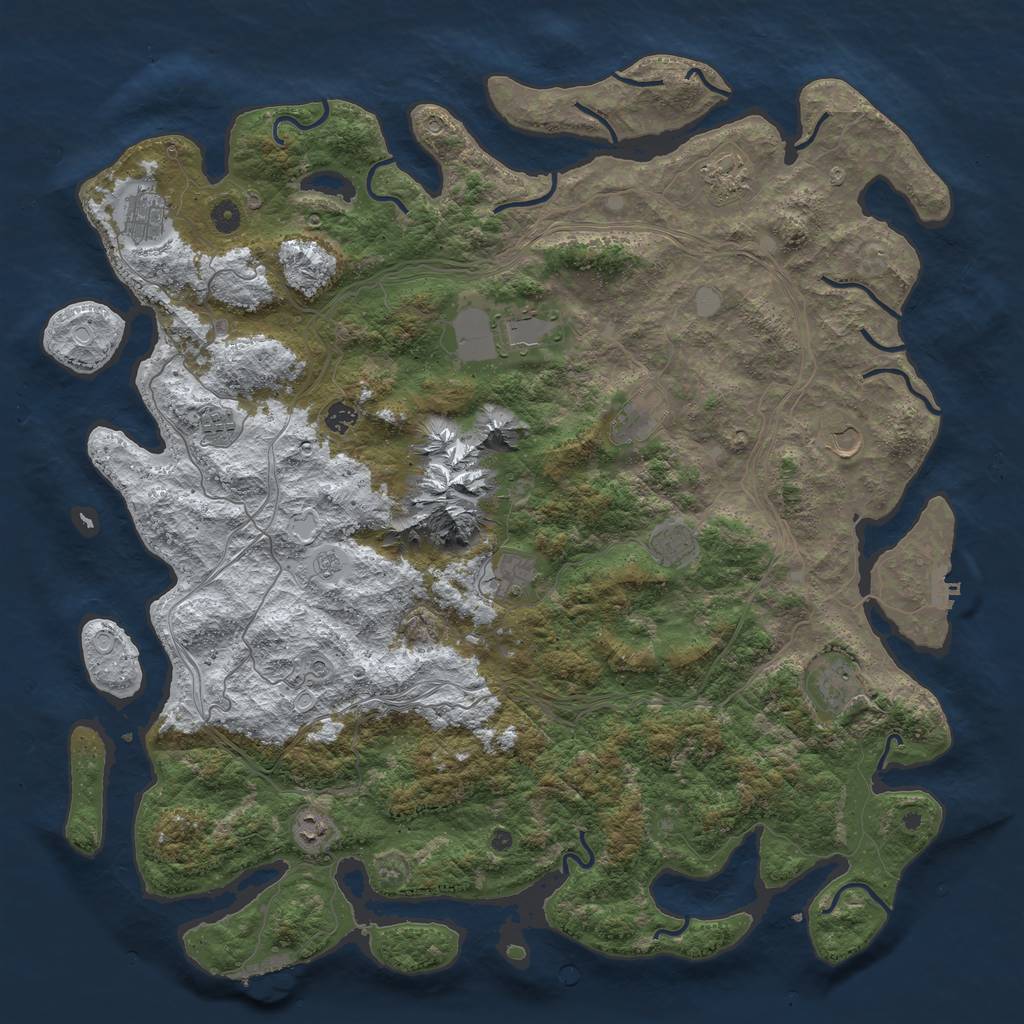 Rust Map: Procedural Map, Size: 5000, Seed: 6365, 20 Monuments