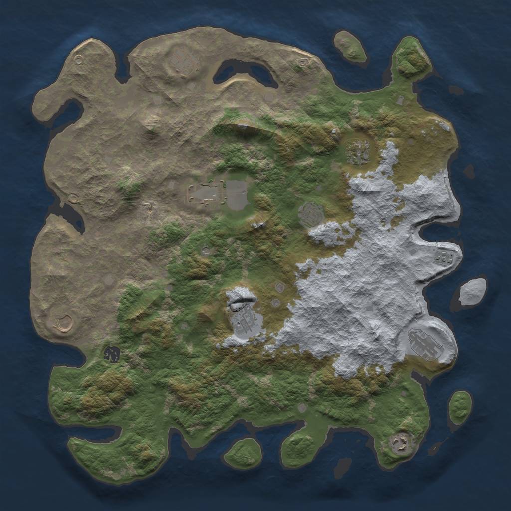 Rust Map: Barren, Size: 4500, Seed: 1633753, 13 Monuments